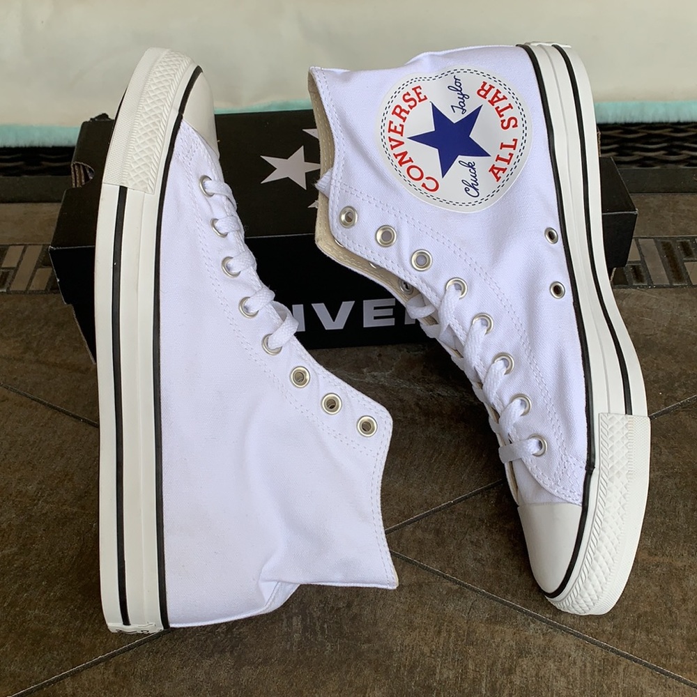 CONVERSE CTAS HI WHITE/WHITE/BLACK MENS - Picture 8 of 16
